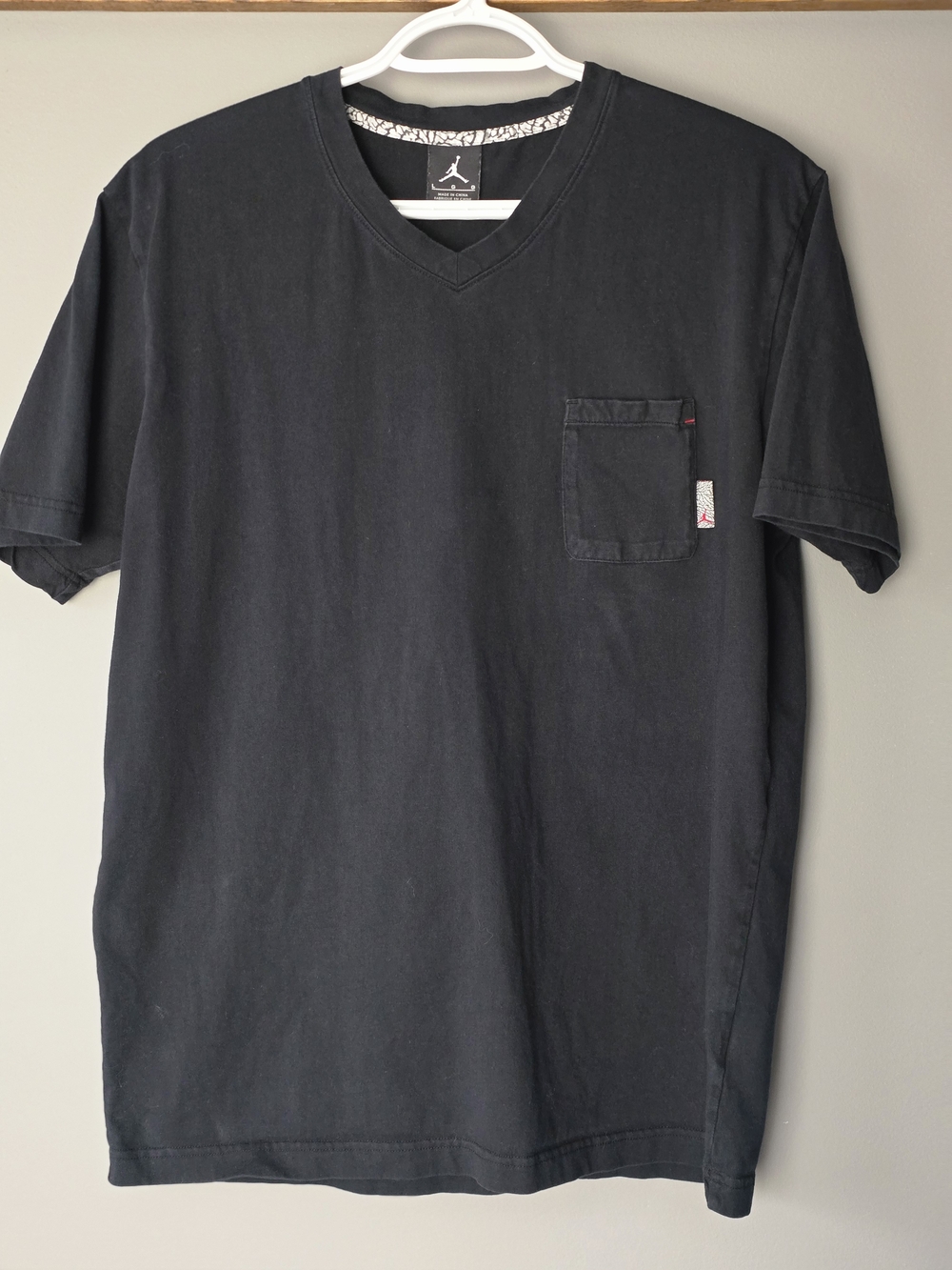 Air Jordan Men’s Black V-Neck Short Sleeve Pocket Tee